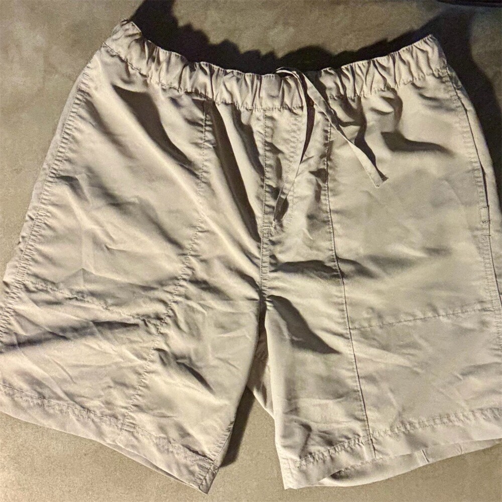 Quiksilver Mens Swim Surf Shorts Gray Quick Dry Elastic Drawstring Size L